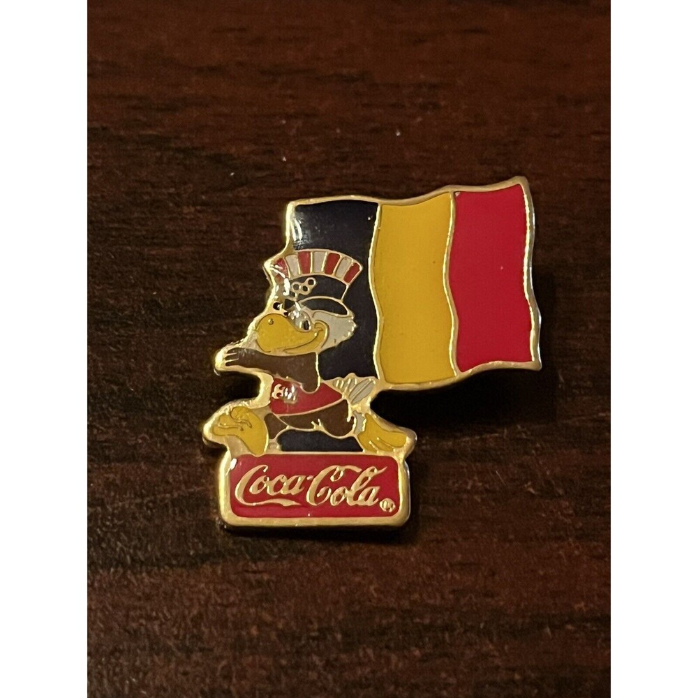 Vintage 1984 Los Angeles Olympics Coca Cola Sam Eagle Andorra Flag Lapel Hat Pin